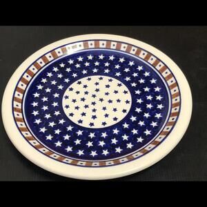 Boleslawiec-Poland- Pottery Plates Stars and Stripes Pattern 11” Inch Oven Safe